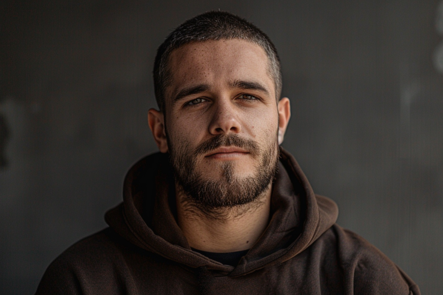 Casual Brown Turtleneck Hoodie for Men